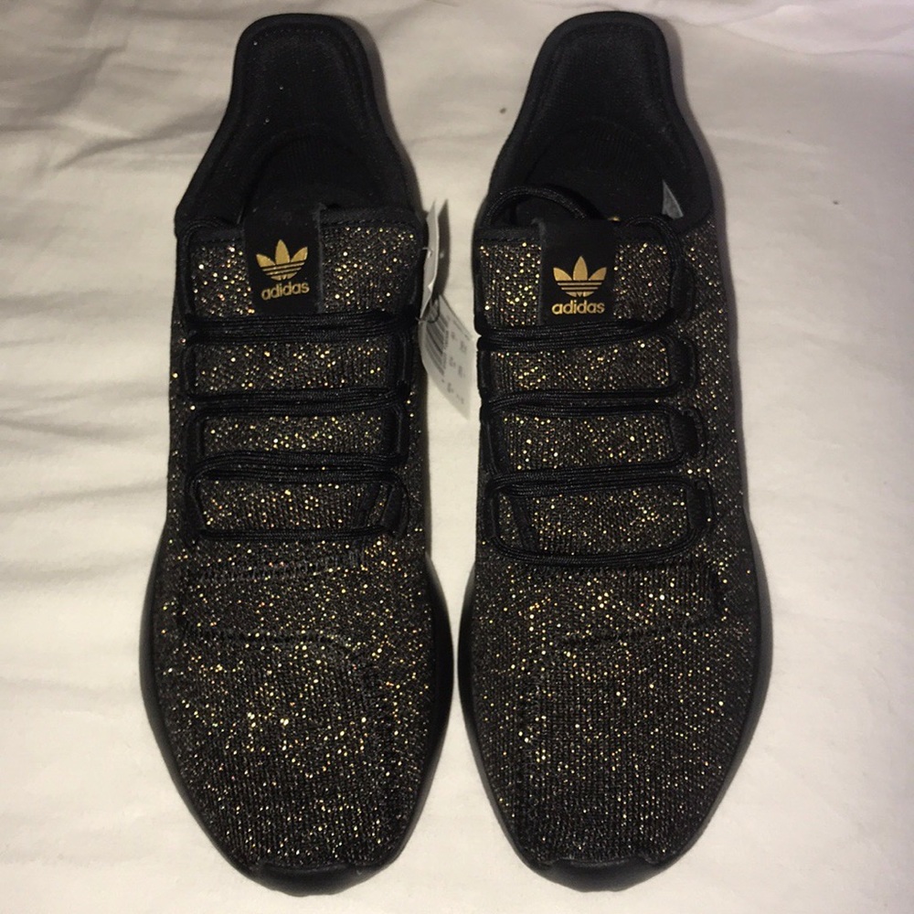 Adidas Tubular Shadow J Black & Sparkly Gold